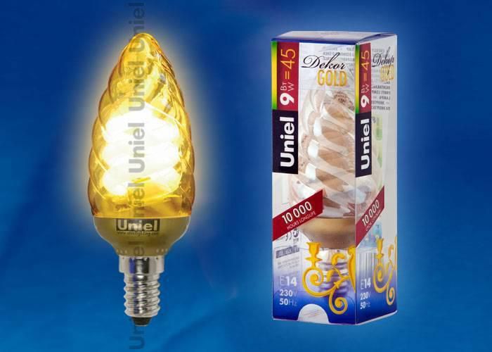 Лампа энергосберегающая Uniel ESL-C21-T9/GOLD/E14 пластик