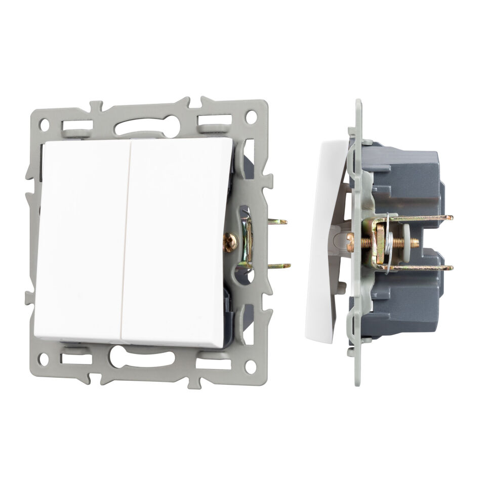 Механизм выключателя двухклавишный непроходной SWT-MK02-PL-WH (250V, 16A) ( Arlight , -)