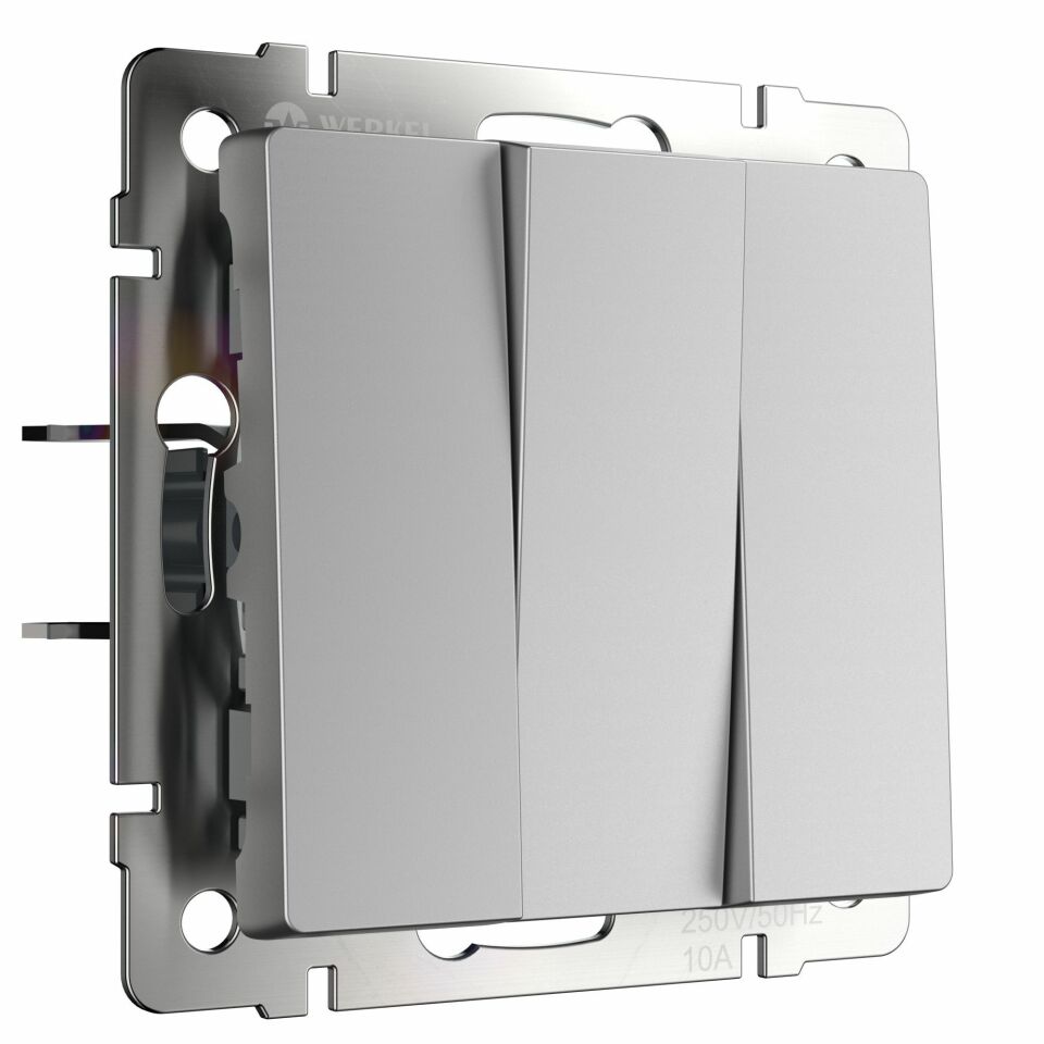  Werkel Выключатель трехклавишный (серебряный матовый) W1130065