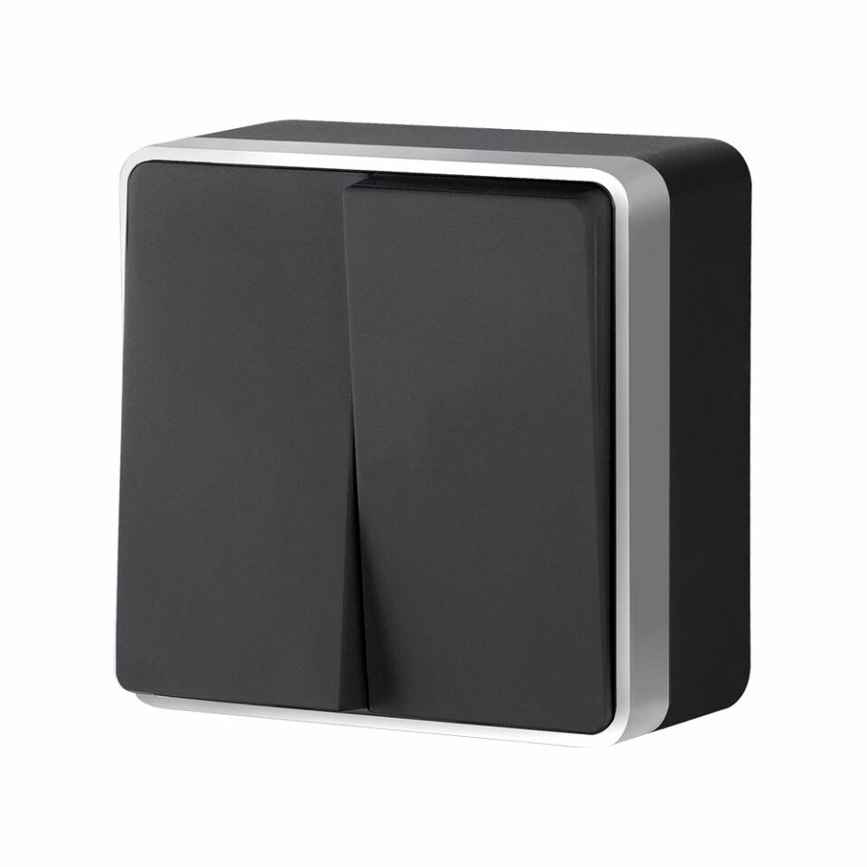  Werkel Выключатель двухклавишный Gallant черный с серебром W5020034 W5020034