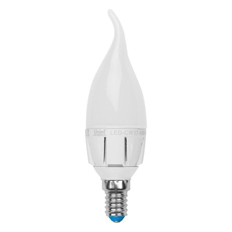 Лампа светодиодная Uniel LED-CW37-6W/NW/E14/FR ALP01WH пластик