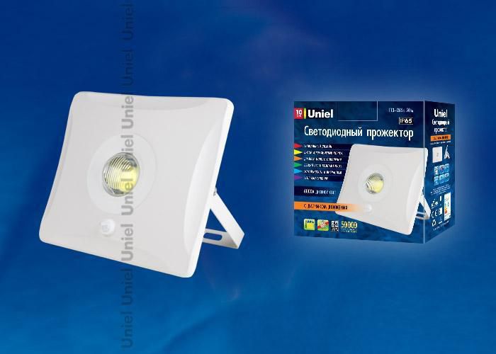 Прожектор Uniel ULF-F31-10W/DW SENSOR IP65 100-265В WHITE картон