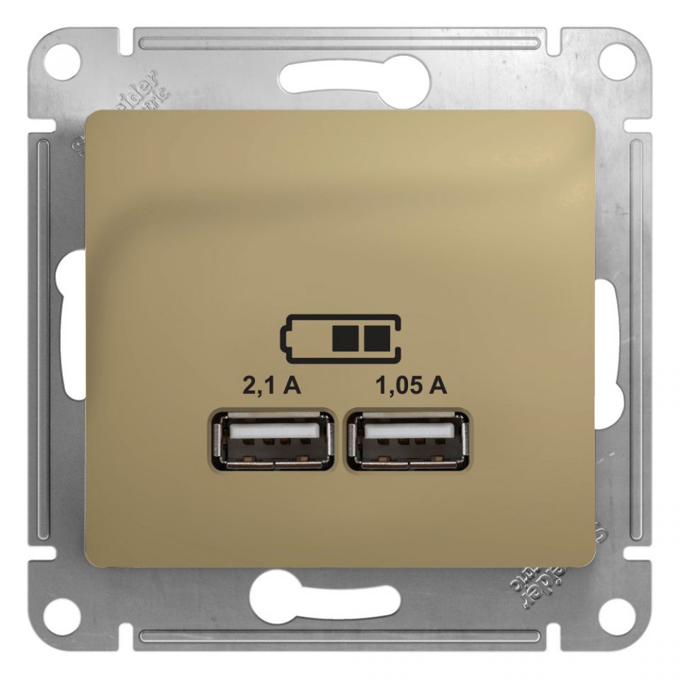  Systeme Electric GLOSSA USB РОЗЕТКА A+A, 5В/2,1 А, 2х5В/1,05 А, механизм, ТИТАН