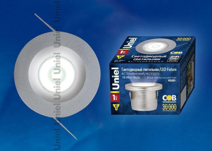 Точечный светильник Uniel ULM-R02-1W/NW IP20 Sand Silver картон
