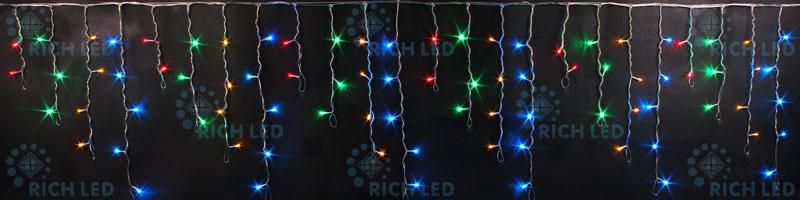 Гирлянда Rich LED Бахрома 3*0.5 м МУЛЬТИ 3 (крас., зелен., роз.), флэш, прозрачный провод