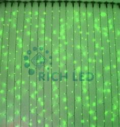 Гирлянда Rich LED Занавес 2*6 м, ЗЕЛЕНЫЙ, черный провод