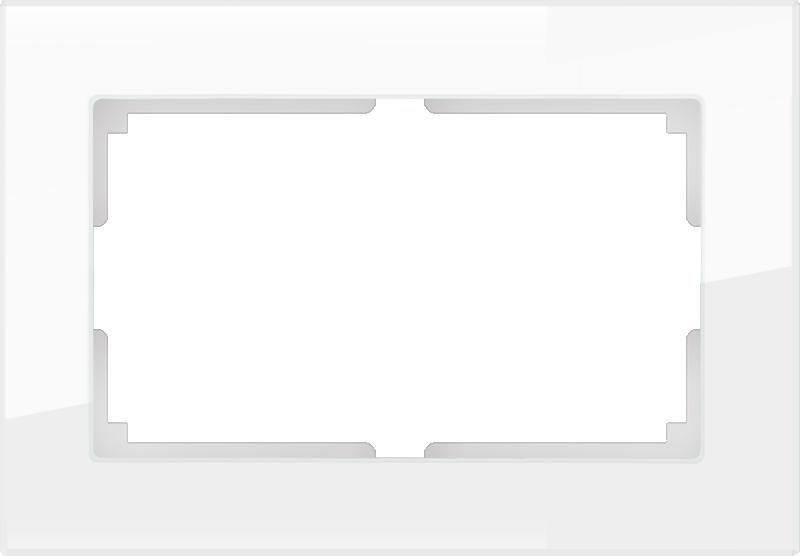  Werkel Рамка Favorit для двойной розетки (белый,стекло) WL01-Frame-01-DBL