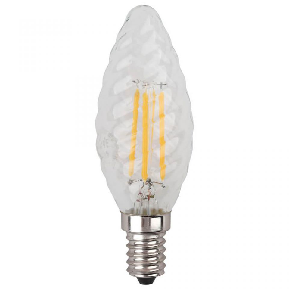 Лампа светодиодная филаментная Эра E14 5W 2700K прозрачная F-LED BTW-5W-827-E14