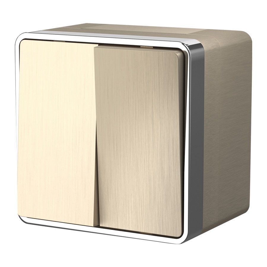  Werkel Выключатель двухклавишный влагозащищенный Gallant (шампань рифленый) W5020210