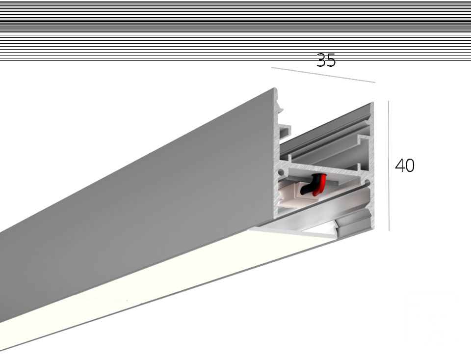  6063 Линейный светильник HOKASU 35/40-П NoPS (Anod/750mm/LT70 — 4K/28,5W) — БЕЗ БП