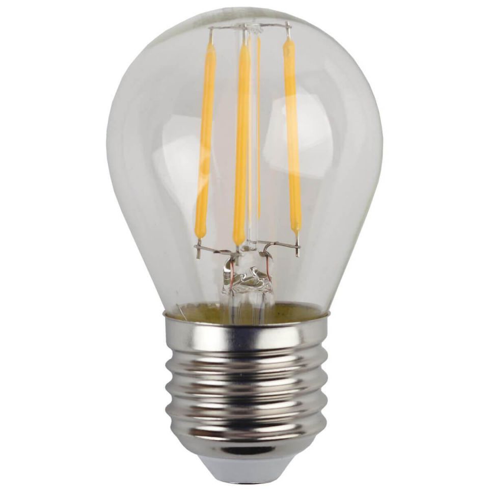 Лампа светодиодная филаментная Эра E27 5W 4000K прозрачный F-LED Р45-5W-840-E27