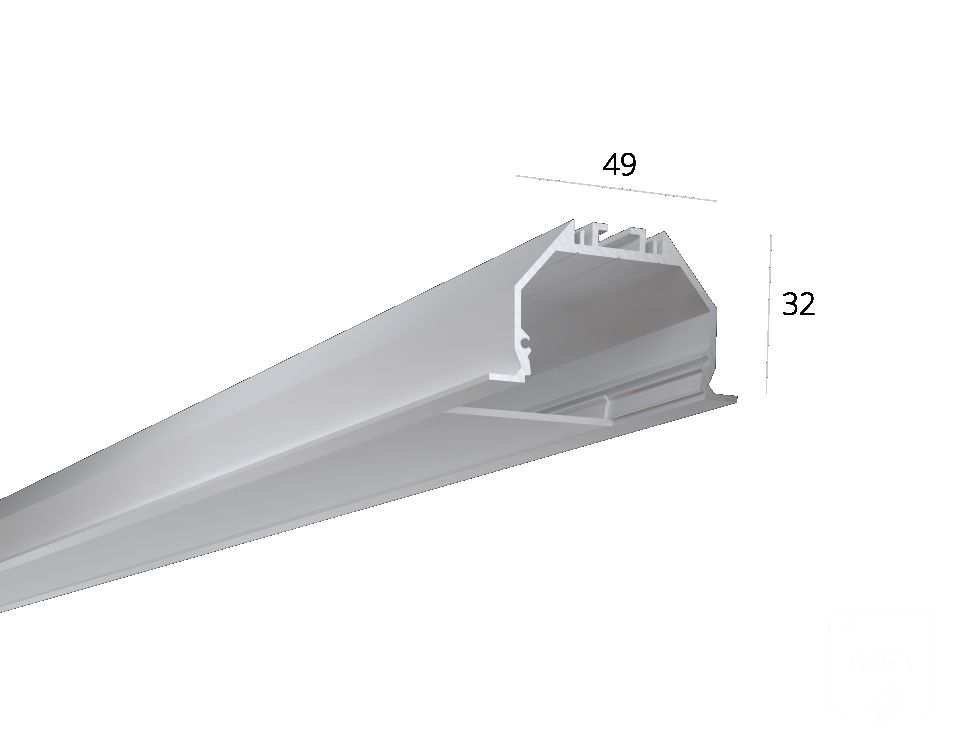  6063 Алюминиевый LED профиль LINE 4932 IN RAW LT70 (с экраном) — 2000мм