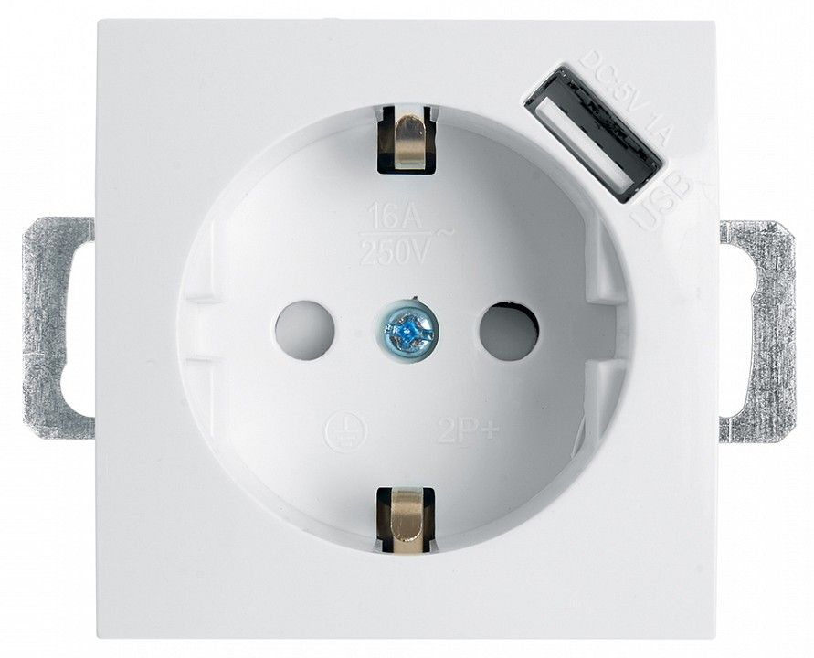 Розетка с заземлением, шторками и USB, без рамки Stekker PST16-9111 39318