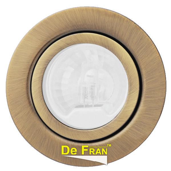 Точечный светильник De Fran FT 9216 Art1 Am мебельный с матовым стеклом + лампа в комп. античное золото G4 1 x 20 вт