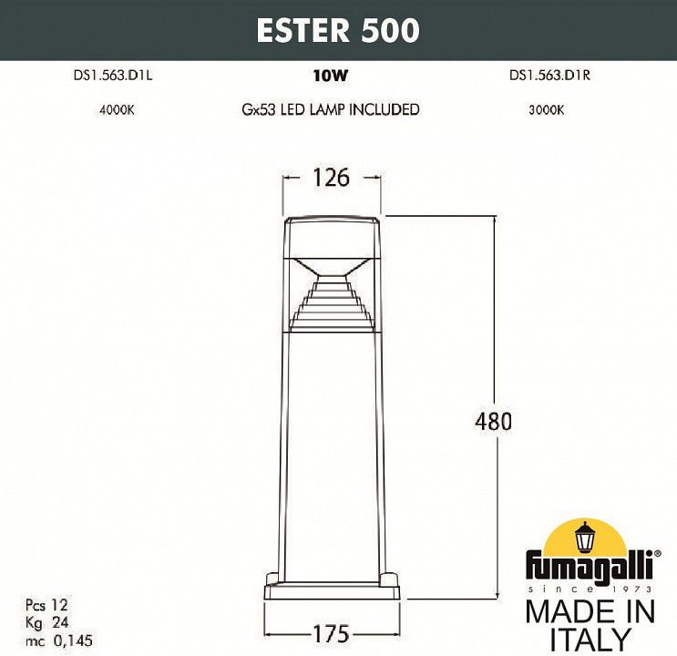 Наземный низкий светильник Fumagalli Ester DS1.563.000.WXD1L