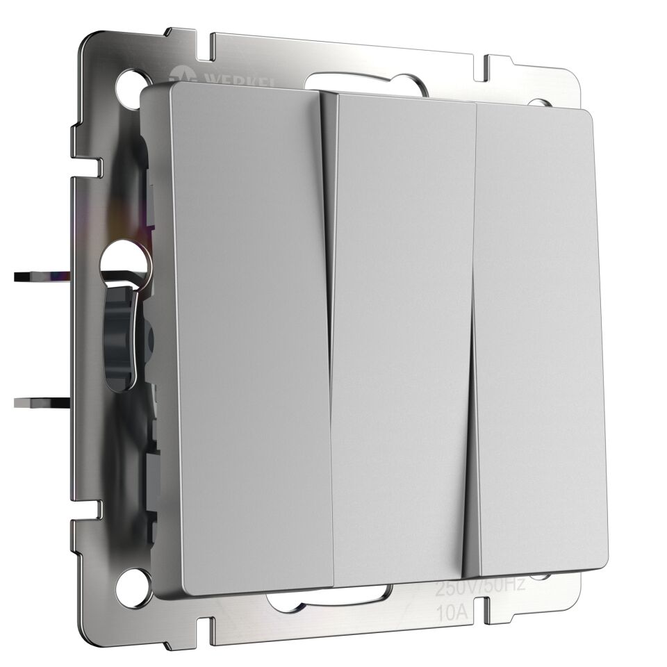  Werkel W1130006/ Выключатель трехклавишный (серебряный) W1130006