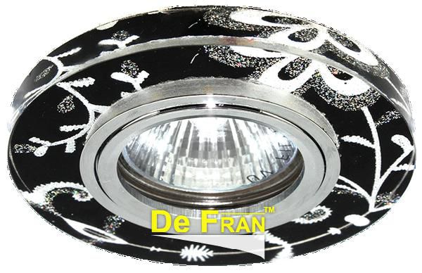 Точечный светильник De Fran FT 899 с торцевой светодиодной подсветкой хром + черный узор LED/MR16