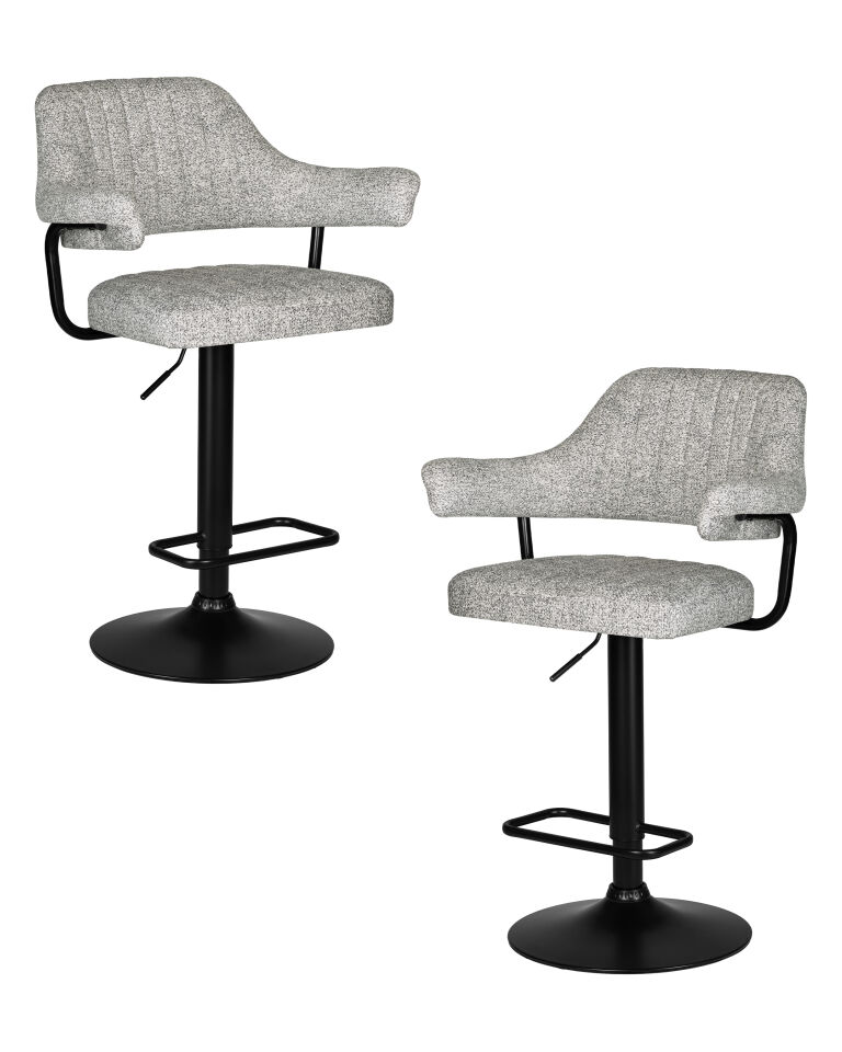Набор 2 шт Стул барный Dobrin CHARLY BLACK, светло-серый твид (LEO04)