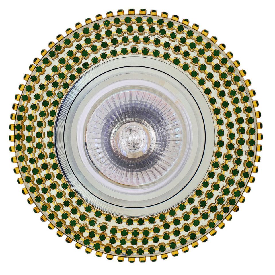 Точечный светильник De Fran FT 511 зеркальный со стразами хром зеркальный + стразы зеленые MR16 1 x 50 вт