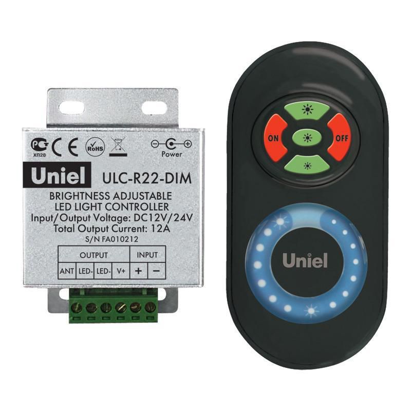  Uniel Контроллер для управления яркостью одноцветных светодиодов с пультом (05948) ULC-R22-DIM Black