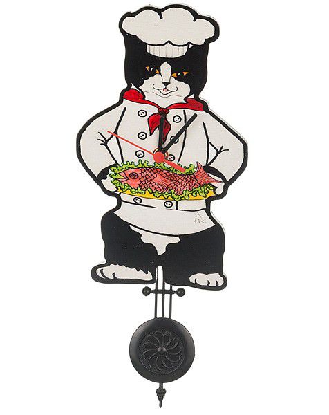 АРТИ-М Настенные часы (12х25 см) Кошка-повар 229-188