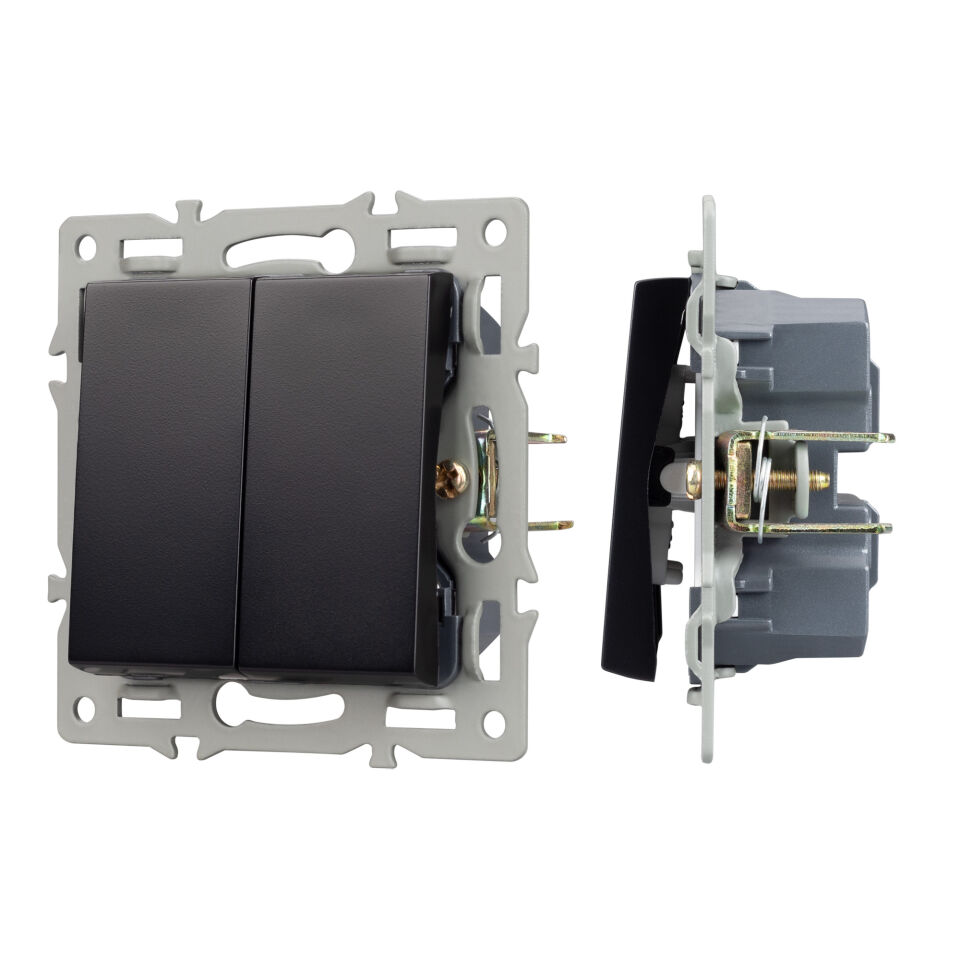 Механизм выключателя двухклавишный непроходной SWT-MK02-PL-BK (250V, 16A) ( Arlight , -)