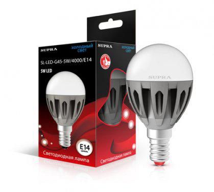 Лампа светодиодная Supra SL-LED-G45-5W/4000/E14