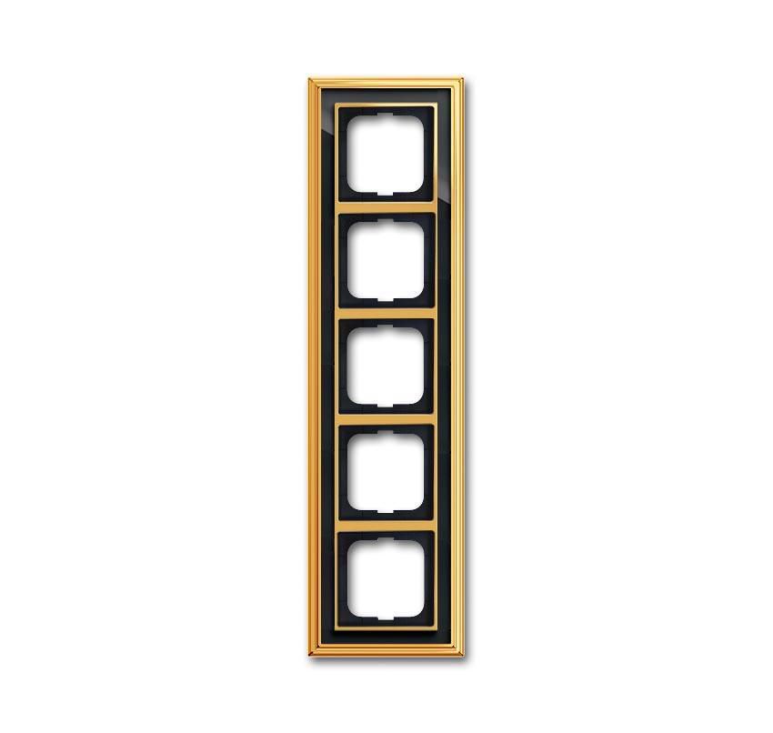 Рамка 5-постовая ABB Dynasty латунь полированная/черное стекло 2CKA001754A4569