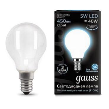  Gauss Лампа светодиодная филаментная E14 5W 4100К матовая 105201205