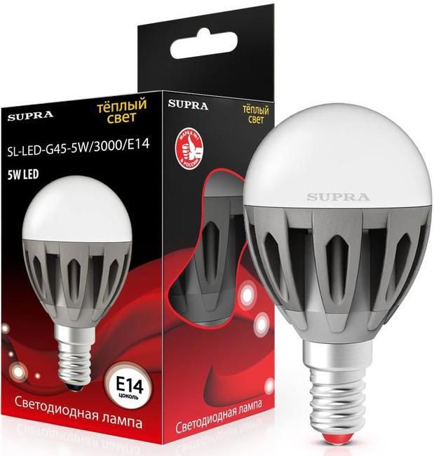 Лампа светодиодная Supra SL-LED-G45-5W/3000/E14