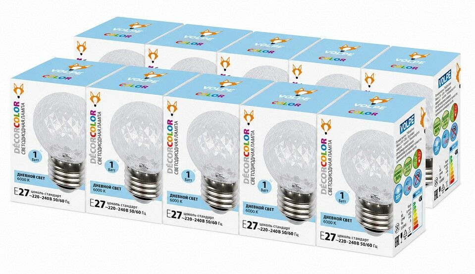 Лампа светодиодная Volpe DÉCOR COLOR E27 1Вт 6000K UL-00014266