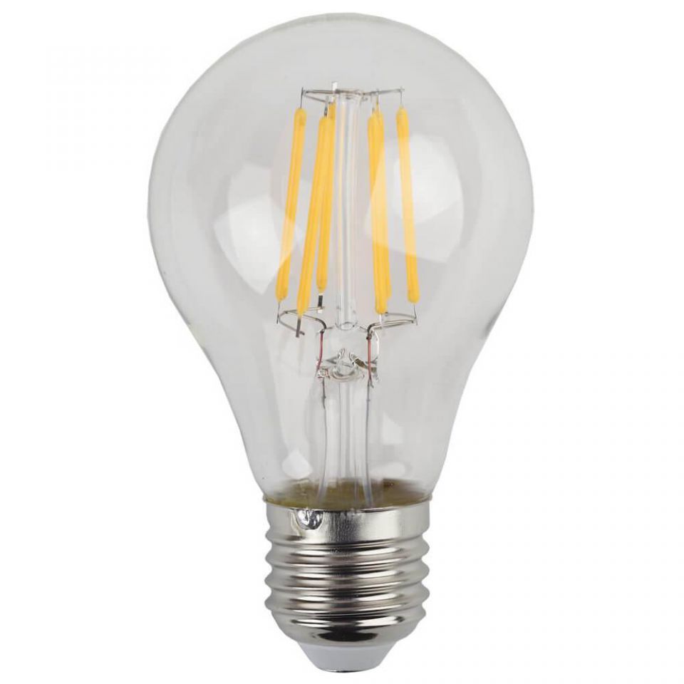 Лампа светодиодная филаментная Эра E27 7W 2700K прозрачная F-LED A60-7W-827-E27