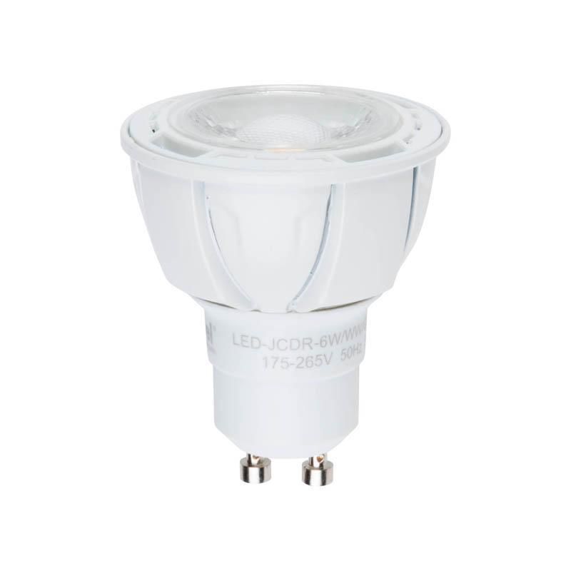  Uniel Лампа светодиодная (07908) GU10 6W 3000K JCDR матовая LED-JCDR-6W/WW/GU10/FR/38D ALP01WH