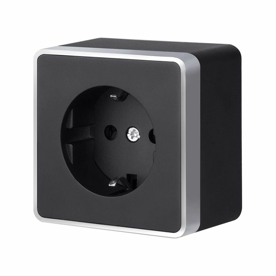  Werkel Розетка с заземлением и шторками Gallant черный с серебром W5071134 W5071134