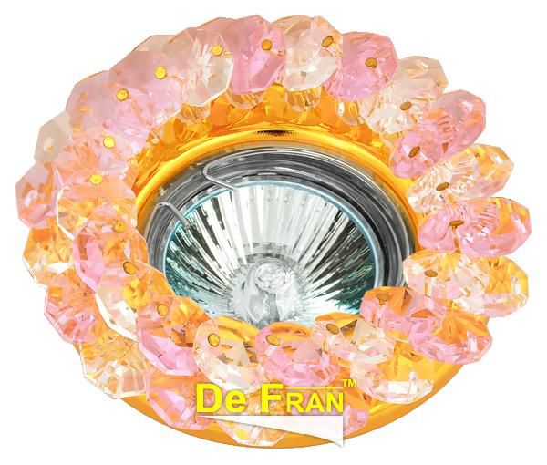 Точечный светильник De Fran FT 860 Gp "Стекло с камнями" золото + розовый MR16 1 x 50 вт