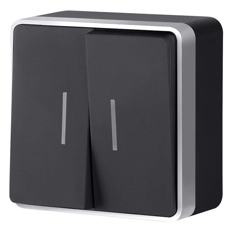  Werkel Выключатель двухклавишный с подсветкой Gallant черный с серебром W5020134 W5020134