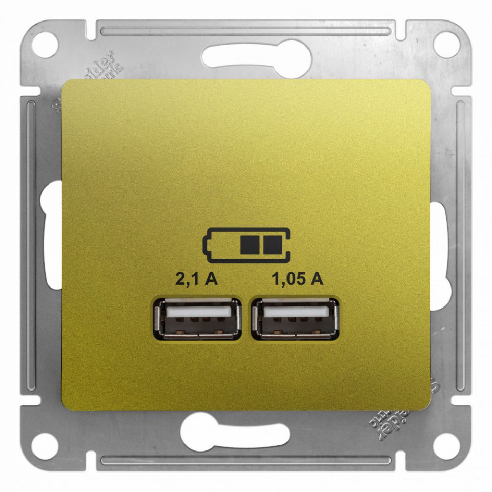  Systeme Electric GLOSSA USB РОЗЕТКА A+A, 5В/2,1 А, 2х5В/1,05 А, механизм, ФИСТАШКОВЫЙ