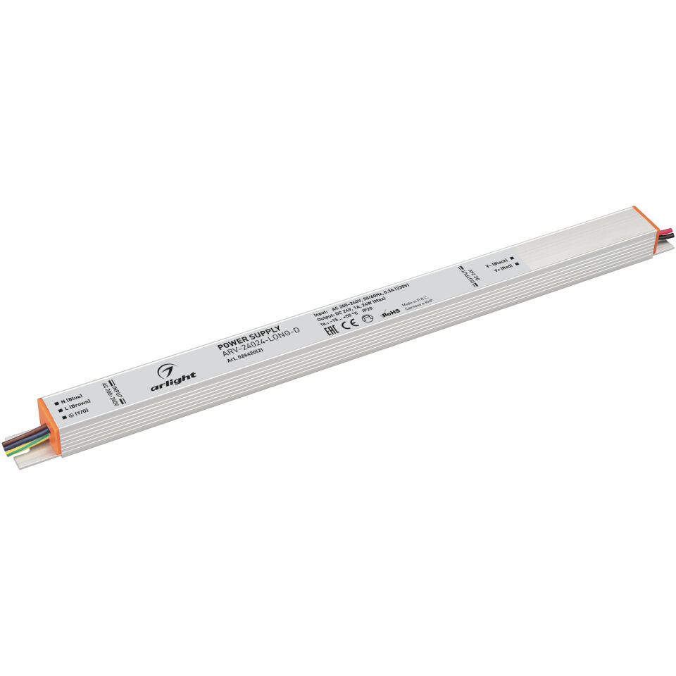 Блок питания ARV-24024-LONG-D (24V, 1A, 24W) ( Arlight , IP20 Металл, 3 года)