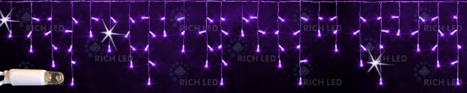 Гирлянда Rich LED Бахрома 3*0.5 м, флэш, колпачок, ФИОЛЕТОВЫЙ, белый провод