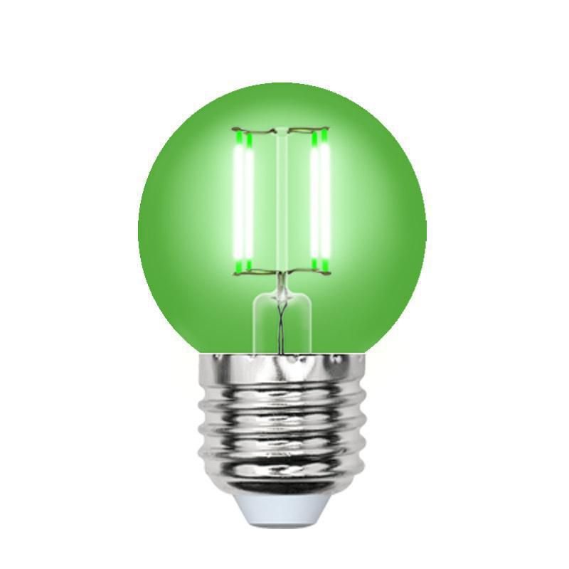 Лампа светодиодная Uniel LED-G45-5W/GREEN/E27 GLA02GR картон