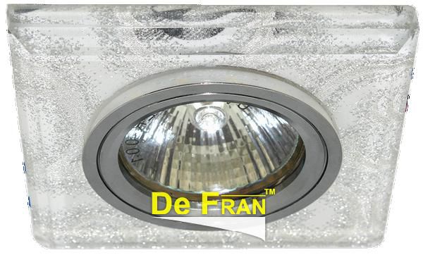 Точечный светильник De Fran FT 898 с торцевой светодиодной подсветкой хром + белый узор LED/MR16