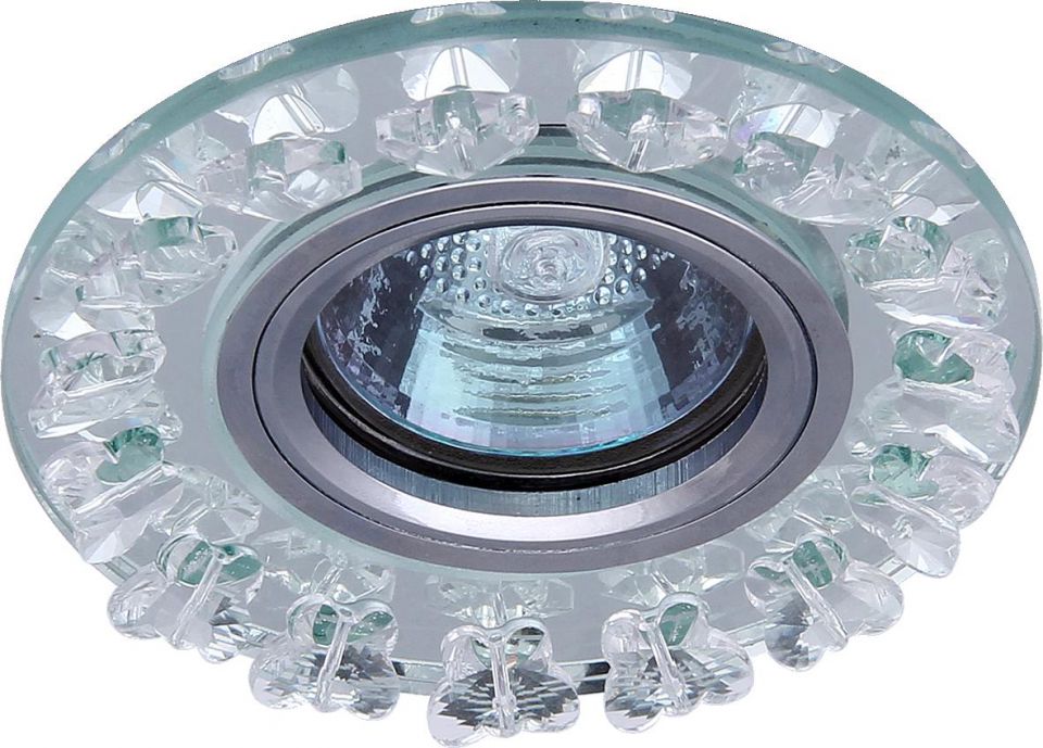 Точечный светильник De Fran FT 941 CL с торцевой светодиодной подсветкой хром зеркальный + кристаллы прозрачные 3000К LED/MR16