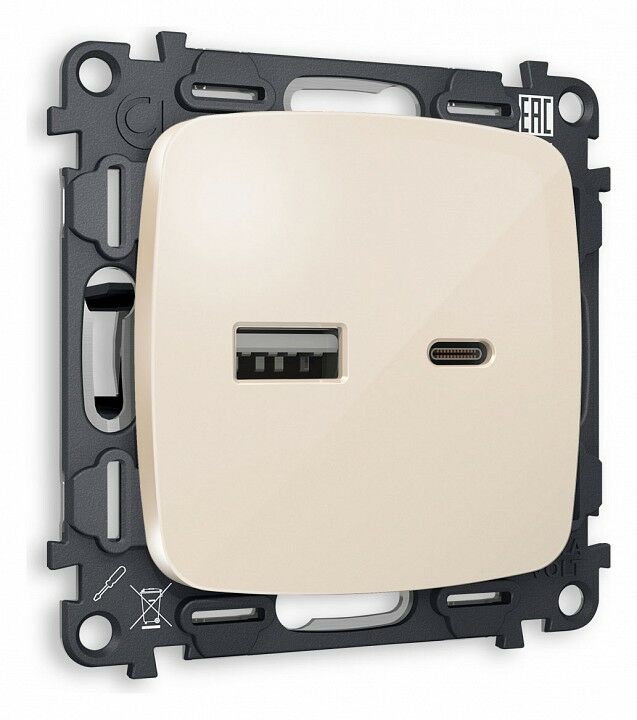 Розетка 2хUSB type A и C без рамки Ambrella Volt Quant MO311010