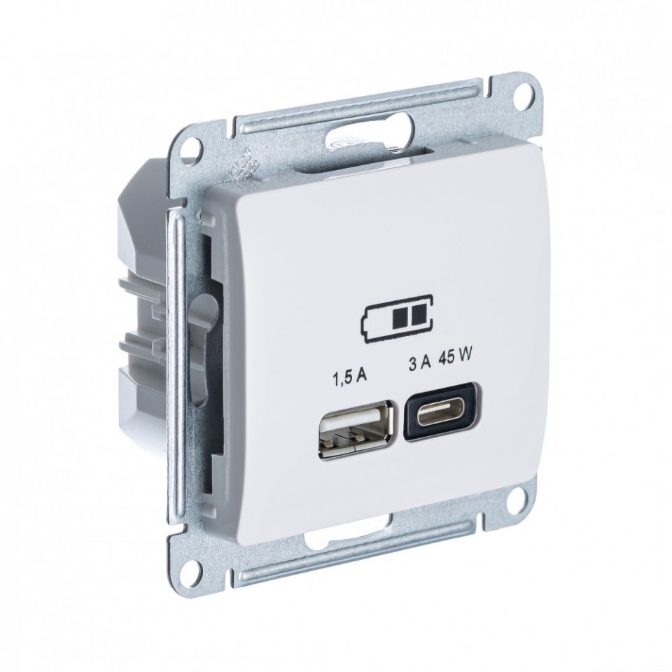  Schneider Electric GLOSSA USB РОЗЕТКА А + тип-С 45Вт высокоскор.заряд. QC, PD, механизм, БЕЖЕВЫЙ