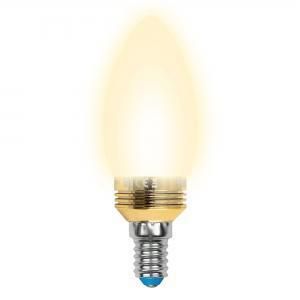 Лампа светодиодная Uniel LED-C37P-5W/WW/E14/FR ALC02GD пластик