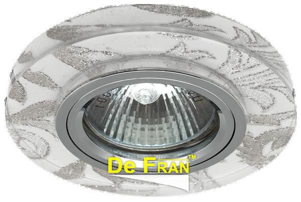 Точечный светильник De Fran FT 897 с торцевой светодиодной подсветкой хром + белый узор LED/MR16