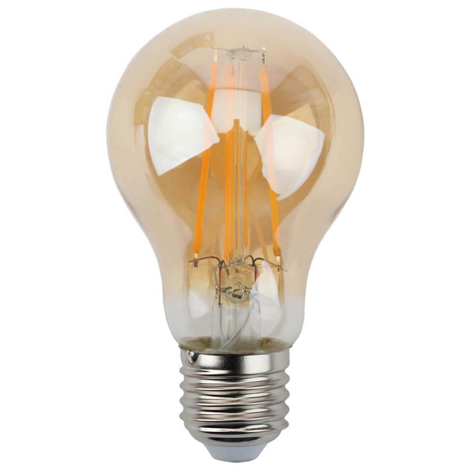 Лампа светодиодная филаментная Эра E27 7W 2700K золотая F-LED A60-7W-827-E27 gold