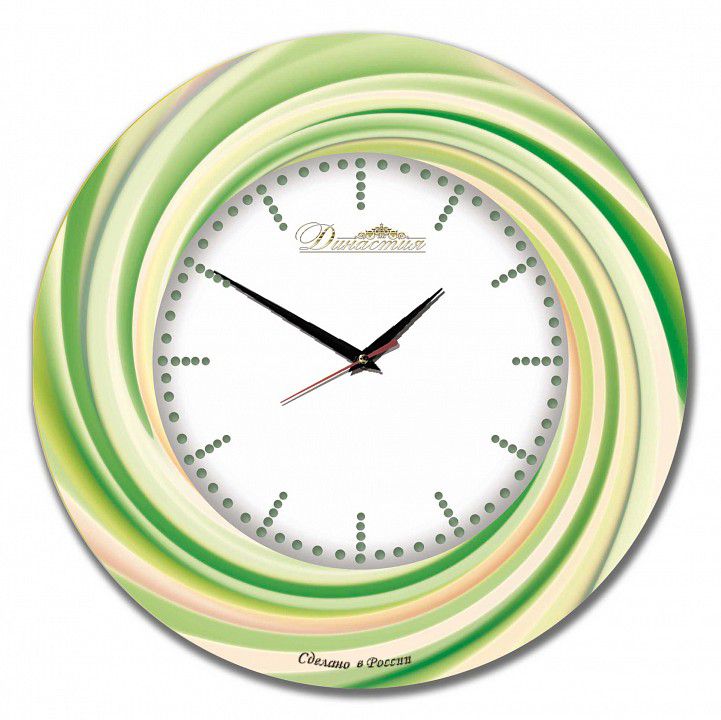  Династия Настенные часы (33x33x4 см) Зеленый калейдоскоп 01-038