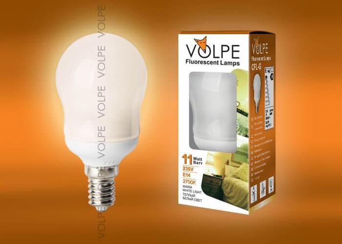 Лампа энергосберегающая Volpe E14 11W 2700K матовая CFL-G 45 220-240V 11W E14 2700K 03643