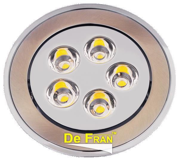 Точечный светильник De Fran FT 905 LED SNCH светодиодный поворотный, с ПРА и LED сатин-никель + хром, спектр теплый белый 3100К LED 5 x 1 вт